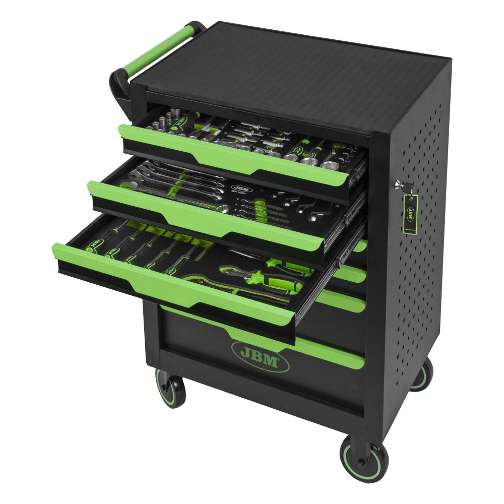 Carrello Portautensili 7 Cassetti Verde con Attrezzi JBM 54834