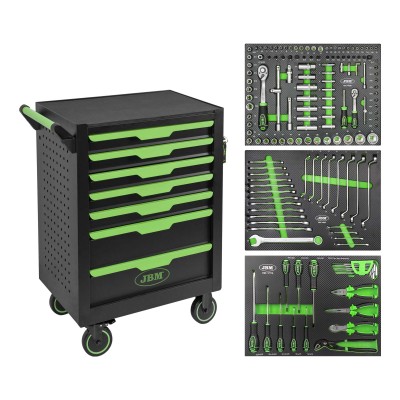 Carrello Portautensili 7 Cassetti Verde con Attrezzi JBM 54834